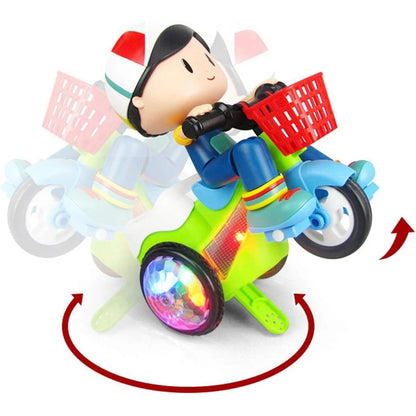 Moto Triciclo Acrobático Infantil con Luces LED – Diversión Segura que Enamora