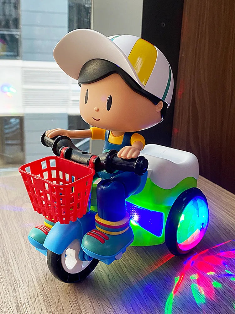 Moto Triciclo Acrobático Infantil con Luces LED – Diversión Segura que Enamora