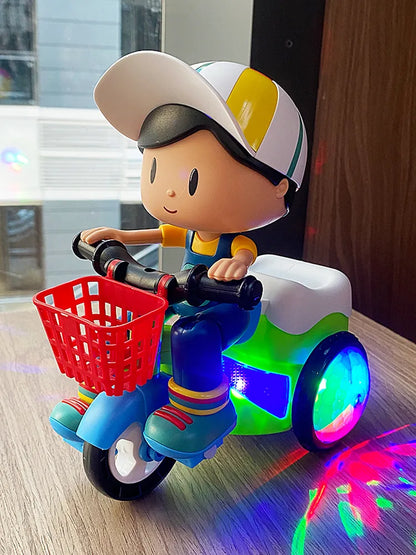 Moto Triciclo Acrobático Infantil con Luces LED – Diversión Segura que Enamora