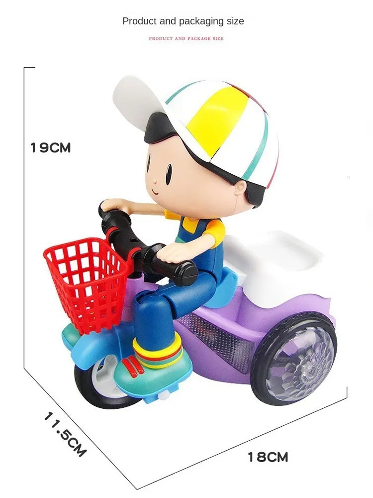 Moto Triciclo Acrobático Infantil con Luces LED – Diversión Segura que Enamora
